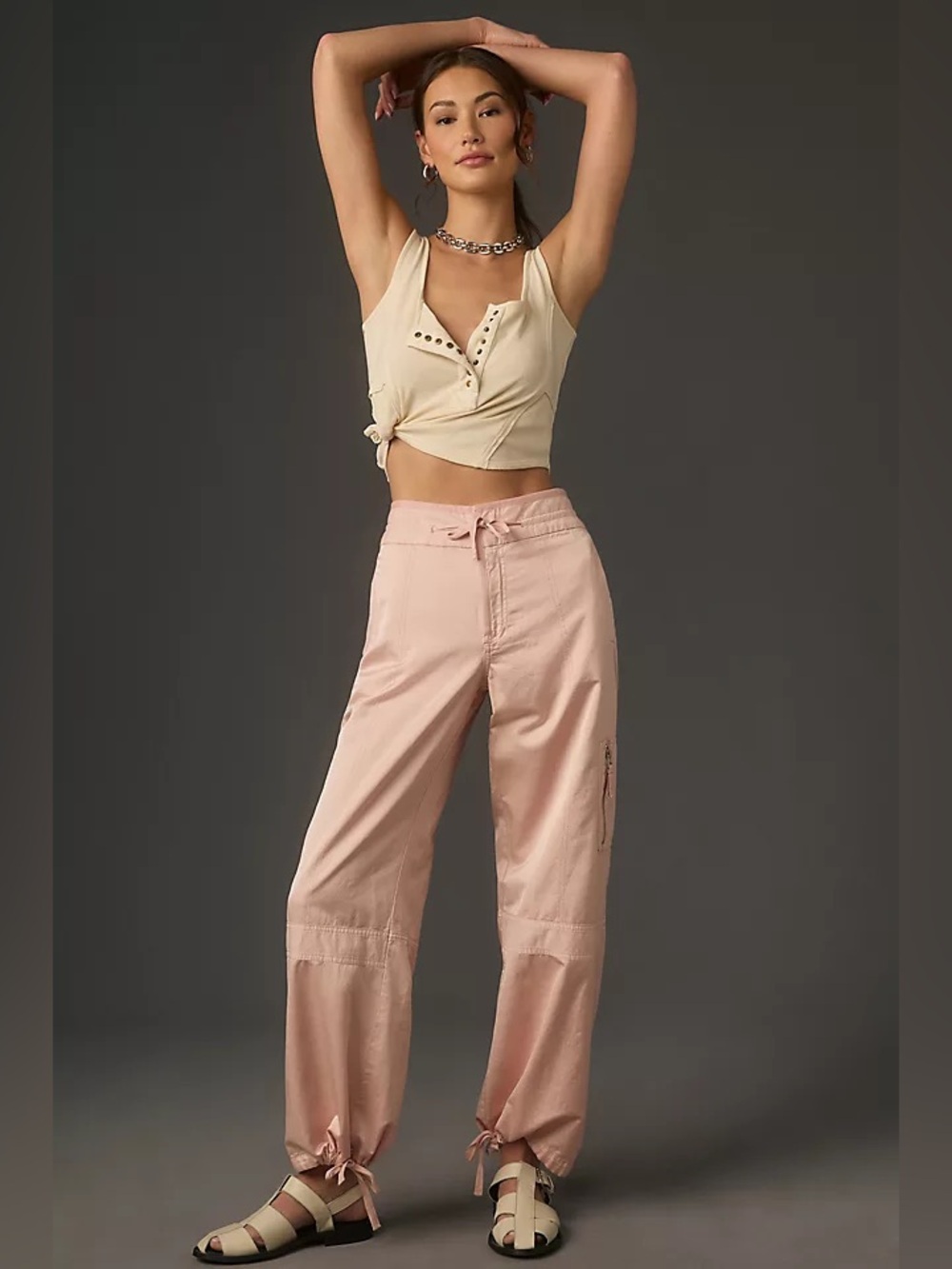 New! Anthropologie Pilcro Pink Satin Parachute Wide Leg & Jogger Pants 🎀 size 25